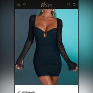 Oh Polly black mini dress with beaded sleeves size - Us 4